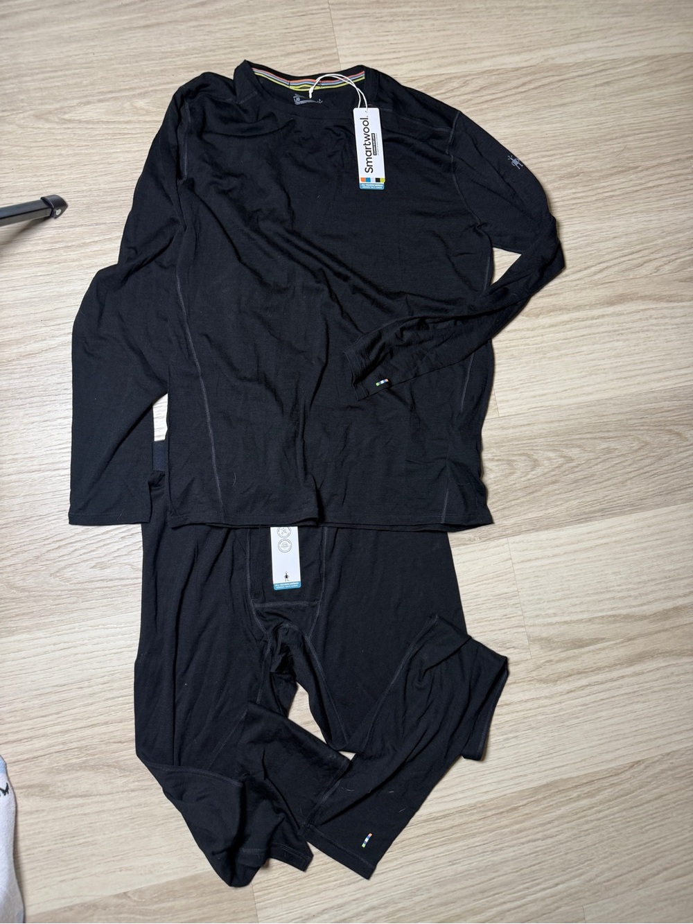 Smartwool Women’s Black Merino Wool Base Layer Top & Bottom Set